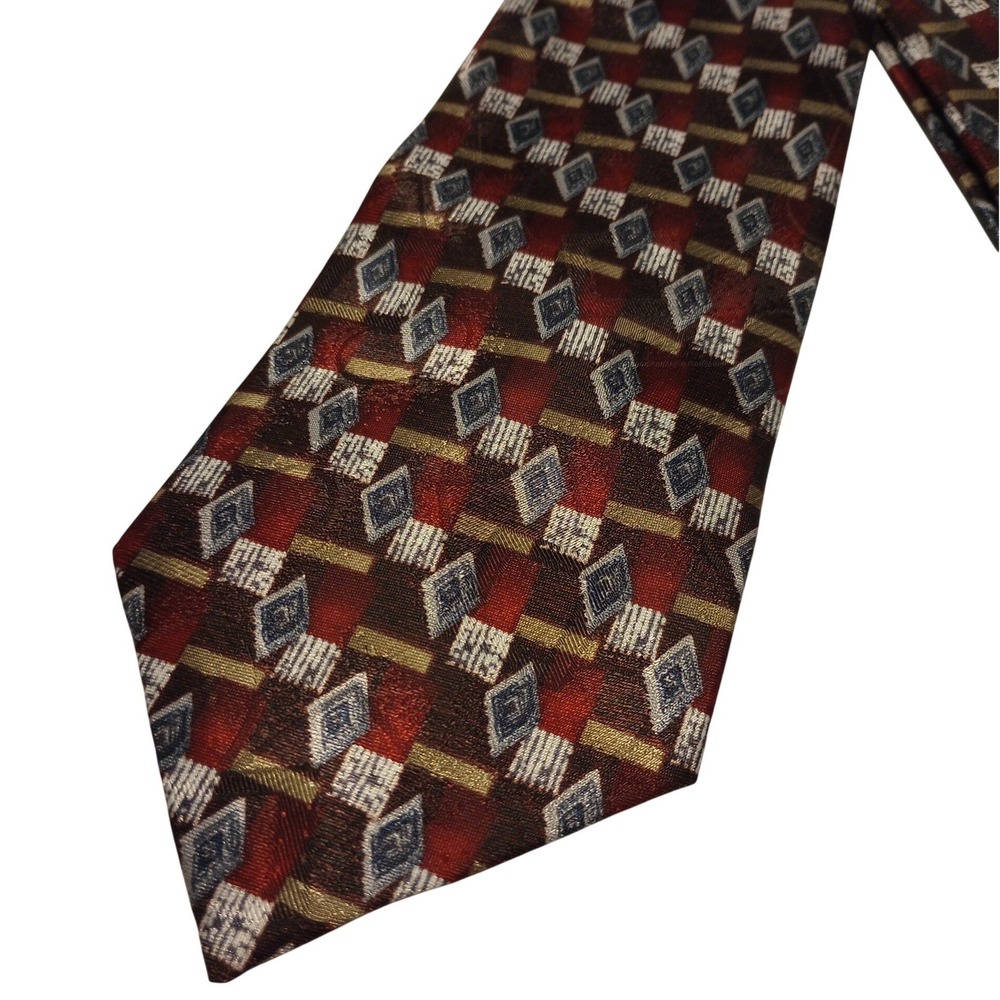 David‎ Taylor Men's Geometric Pattern Necktie Red Brown Gold Polyester Formal